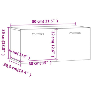 Mobile a Parete Grigio Cemento 80x36,5x35 cm Legno Multistrato