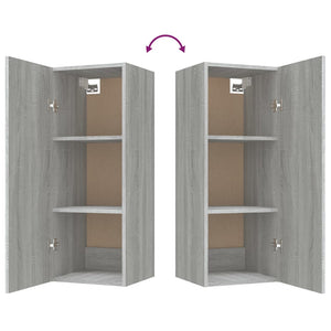 Armadietto a Muro Grigio Sonoma 34,5x34x90 cm Legno Multistrato