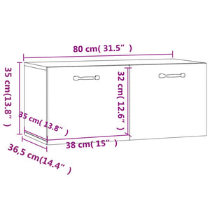 Mobile a Parete Rovere Marrone 80x36,5x35 cm Legno Multistrato
