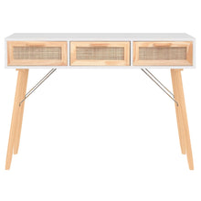 Load image into Gallery viewer, Tavolo Consolle Bianco 105x30x75 Massello Pino Rattan Naturale