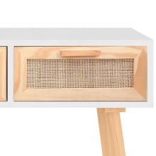 Load image into Gallery viewer, Tavolo Consolle Bianco 105x30x75 Massello Pino Rattan Naturale