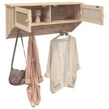 Load image into Gallery viewer, Appendiabiti a Muro 2 Antine Marrone in Legno Multistrato e Rattan Naturale