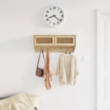 Load image into Gallery viewer, Appendiabiti a Muro 2 Antine Marrone in Legno Multistrato e Rattan Naturale