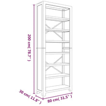 Carica l&#39;immagine nel visualizzatore di Gallery, Libreria a 7 Ripiani 80x30x200 cm in Legno Massello di Acacia