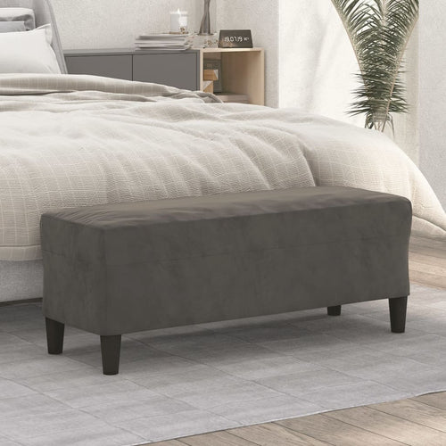 Panca Ottomana Grigio Scuro 100x35x41 cm in Velluto