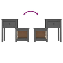Load image into Gallery viewer, Comodini 2 pz Grigi 79,5x38x65,5 cm in Legno Massello di Pino