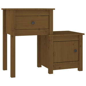 Comodini 2 pz ambra 79,5x38x65,5 cm in Legno Massello di Pino