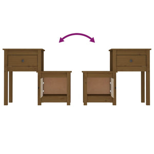 Comodini 2 pz ambra 79,5x38x65,5 cm in Legno Massello di Pino