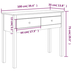 Tavolo Consolle Ambrato 100x35x75 cm in Legno Massello di Pino