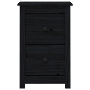Comodini 2 pz Nera 40x35x61,5 cm in Legno Massello di Pino