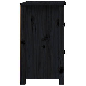 Comodini 2 pz Nera 40x35x61,5 cm in Legno Massello di Pino