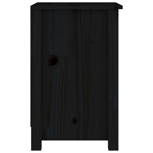 Comodini 2 pz Neri 40x35x55 cm in Legno Massello di Pino