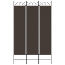 Carica l&#39;immagine nel visualizzatore di Gallery, Separè 3 Pannelli Marrone 120x200 cm in Tessuto e ferro