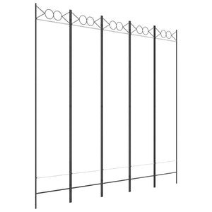 Separè 5 Pannelli Bianco 200x200 cm Tessuto e ferro