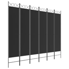 Load image into Gallery viewer, Separè 6 Pannelli Nero 240x200 cm in Tessuto e ferro