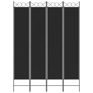 Divisorio a 4 Pannelli Nero 160x220 cm in Tessuto