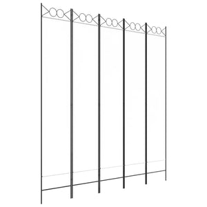 Divisorio a 5 Pannelli Bianco 200x220 cm Tessuto