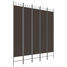 Load image into Gallery viewer, Divisorio a 5 Pannelli Marrone 200x220 cm in Tessuto