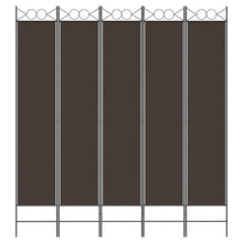 Load image into Gallery viewer, Divisorio a 5 Pannelli Marrone 200x220 cm in Tessuto