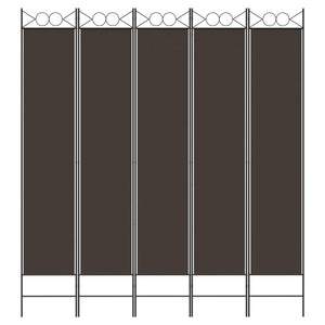 Divisorio a 5 Pannelli Marrone 200x220 cm in Tessuto