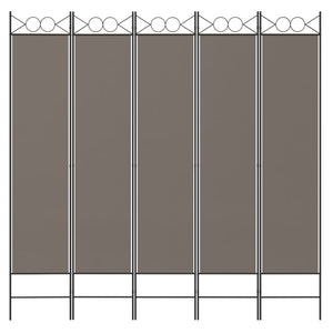Divisorio a 5 Pannelli Antracite 200x220 cm Tessuto
