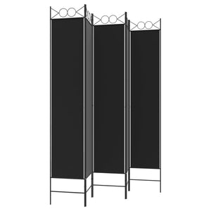 Separè 5 Pannelli Nero 200x220 cm in Tessuto e ferro