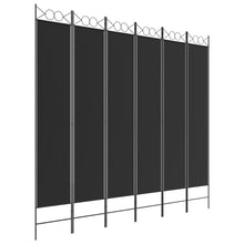 Load image into Gallery viewer, Separè 6 Pannelli Nero 240 x 220 cm in Tessuto e ferro