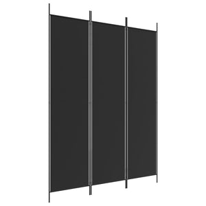 Separè 3 Pannelli Nero 150x200 cm in Tessuto e ferro