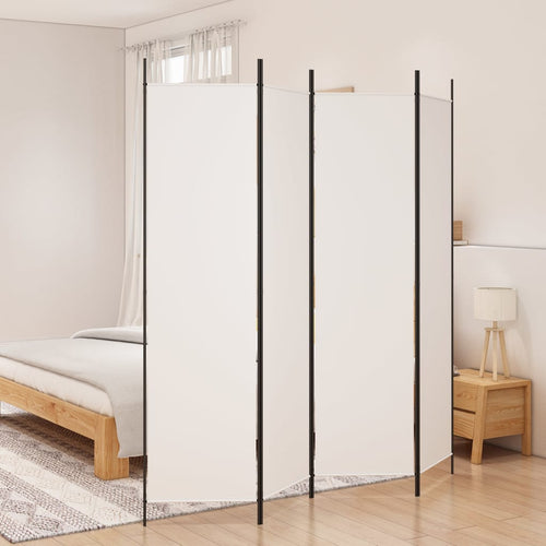 Separè 4 Pannelli Bianco 200x200 cm Tessuto e ferro