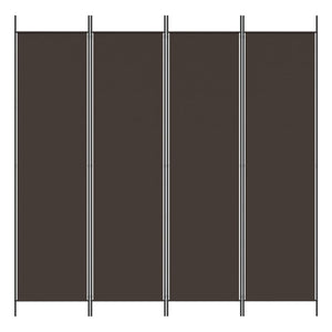 Separè 4 Pannelli Marrone 200x200 cm in Tessuto e ferro