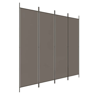 Separè 4 Pannelli Antracite 200x200 cm Tessuto e ferro
