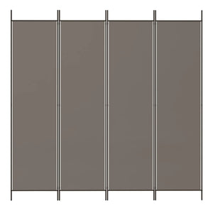 Separè 4 Pannelli Antracite 200x200 cm Tessuto e ferro