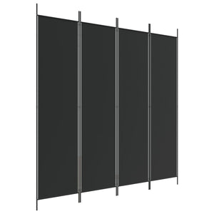 Separè 4 Pannelli Nero 200x200 cm in Tessuto e ferro