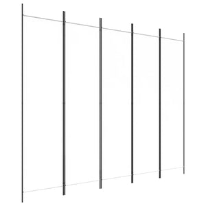 Separè 5 Pannelli Bianco 250x200 cm Tessuto e ferro
