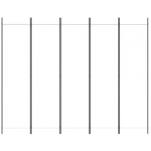 Separè 5 Pannelli Bianco 250x200 cm Tessuto e ferro