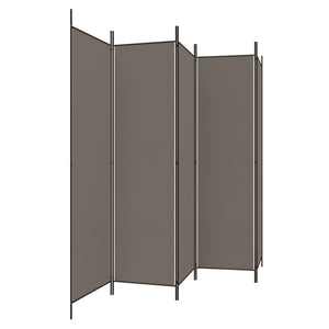 Separè 5 Pannelli Antracite 250x200 cm Tessuto e ferro