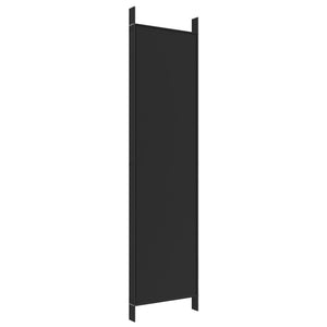 Separè 5 Pannelli Nero 250x200 cm in Tessuto e ferro