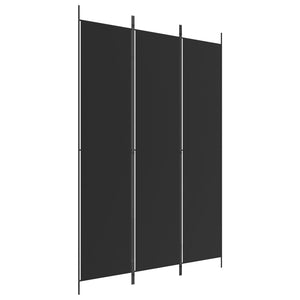 Separè 3 Pannelli Nero 150x220 cm in Tessuto e ferro
