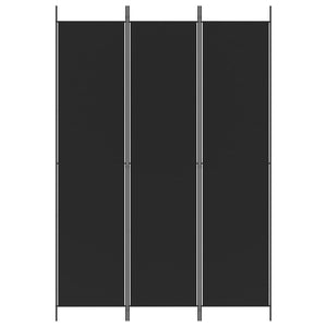 Separè 3 Pannelli Nero 150x220 cm in Tessuto e ferro