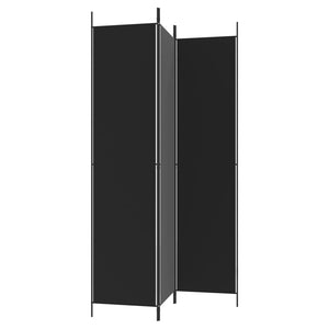 Separè 3 Pannelli Nero 150x220 cm in Tessuto e ferro
