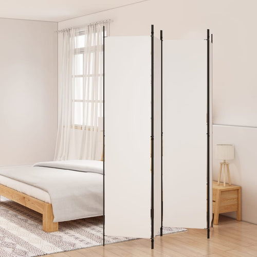 Separè 4 Pannelli Bianco 200x220 cm Tessuto e ferro