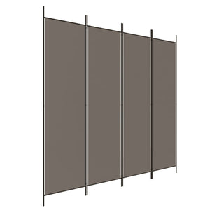 Divisorio a 4 Pannelli Antracite 200x220 cm Tessuto