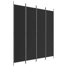 Load image into Gallery viewer, Separè 4 Pannelli Nero 200x220 cm in Tessuto e ferro
