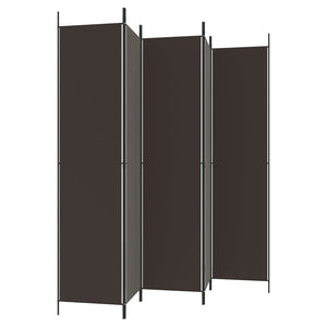 Separè 5 Pannelli Marrone 250x220 cm in Tessuto e ferro