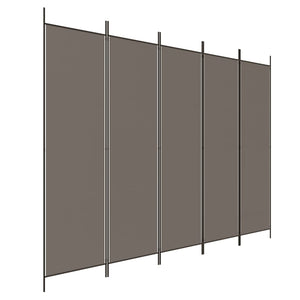 Separè 5 Pannelli Antracite 250x220 cm Tessuto e ferro