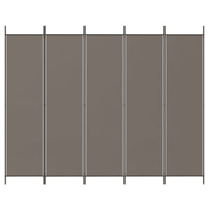 Separè 5 Pannelli Antracite 250x220 cm Tessuto e ferro