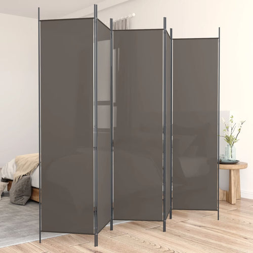 Separè 5 Pannelli Antracite 250x220 cm Tessuto e ferro