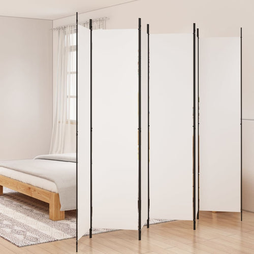 Separè 4 Pannelli Bianco 300x220 cm Tessuto e ferro