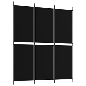Separè 3 Pannelli Nero 150x180 cm in Tessuto e ferro