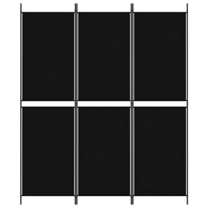 Separè 3 Pannelli Nero 150x180 cm in Tessuto e ferro
